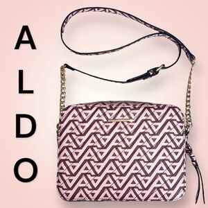 NWOT Aldo Pink and Brown Crossbody Bag Purse - Gold Hardware